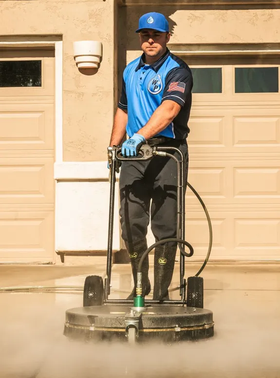 Wash Patrolman Steam Cleaning Concrete Driveway in Oro Valley